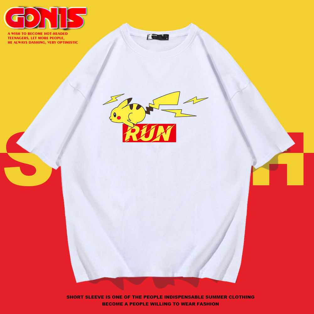 Men and Women Pokemon Pikachu T Shirt Y Co-Branded T-shirt Men's and Women's Short Sleeve Summer