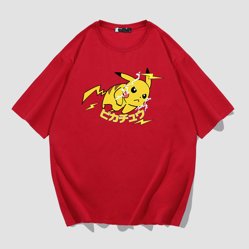 Men and Women Pokemon Pikachu T Shirt Y Short Sleeve T-shirt for Men and Women