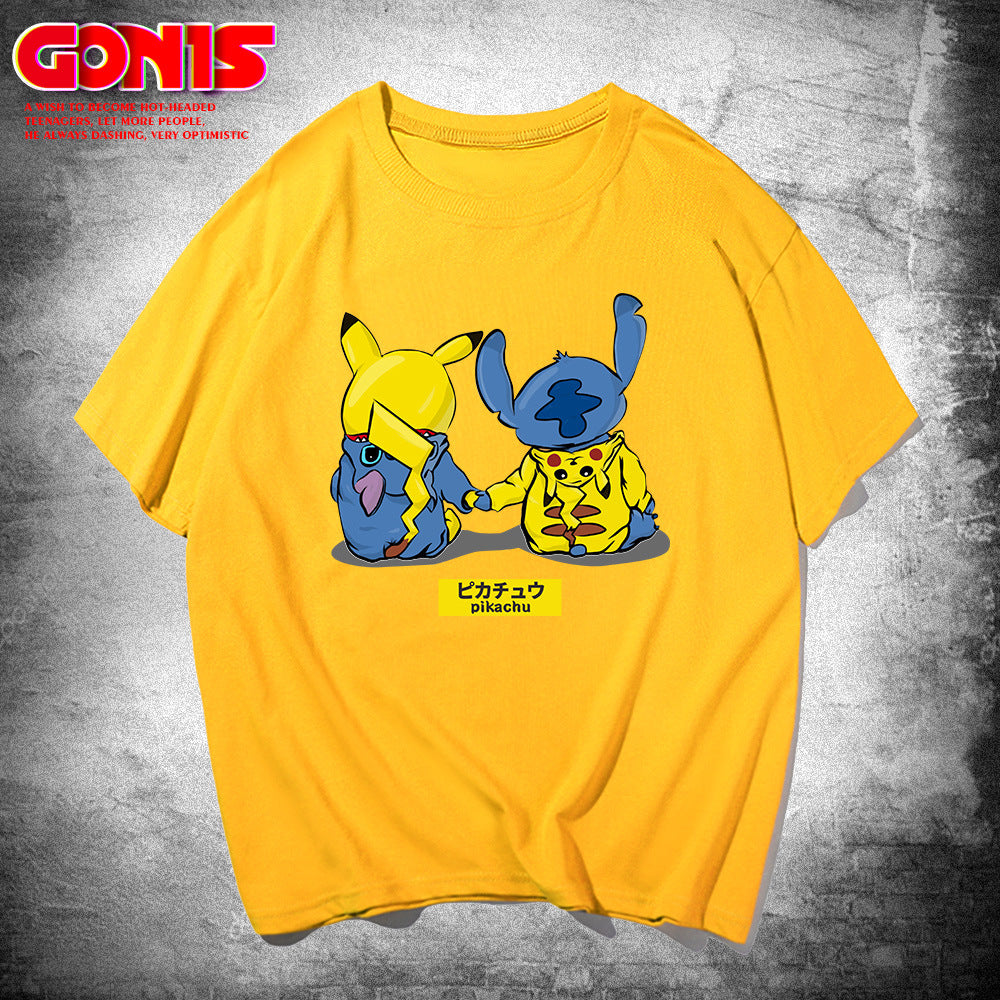 Men and Women Pokemon Pikachu T Shirt Y Pikachu Short Sleeve T-shirt