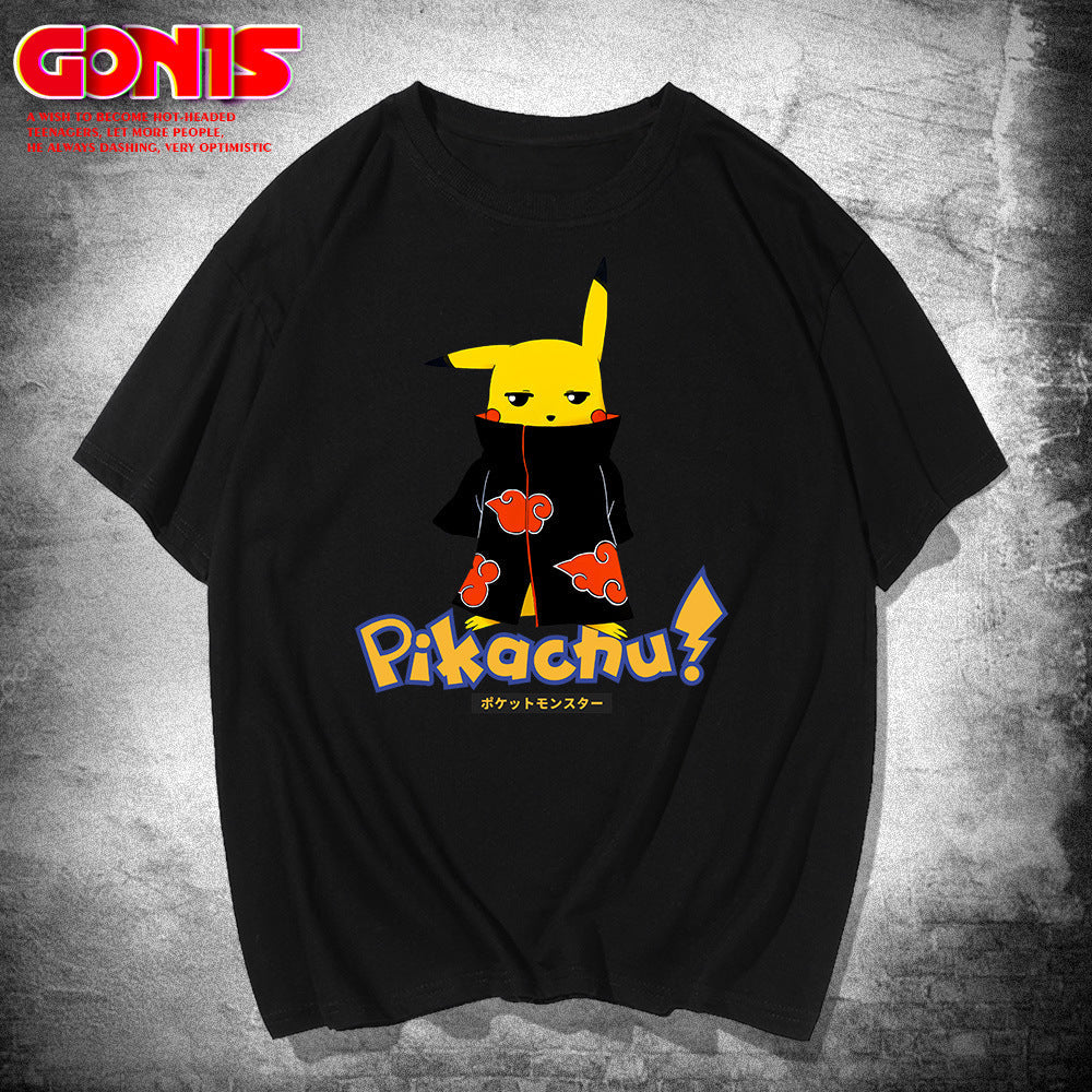 Men and Women Pokemon Pikachu T Shirt Y Pikachu Short Sleeve T-shirt
