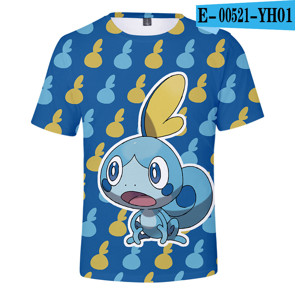 Men and Women Pokemon Pikachu T Shirt Pokemon Sword and Shield3d Digital Short Sleeve T-shirt
