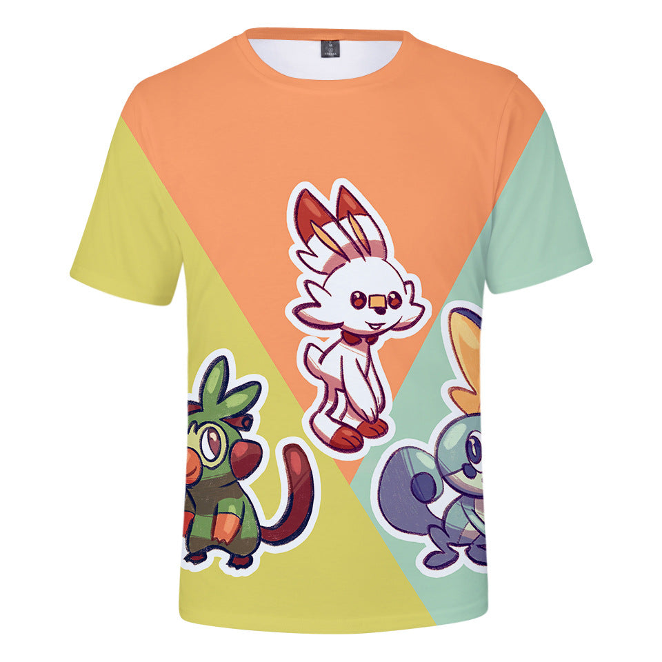 Men and Women Pokemon Pikachu T Shirt Pokemon Sword and Shield3d Digital Short Sleeve T-shirt