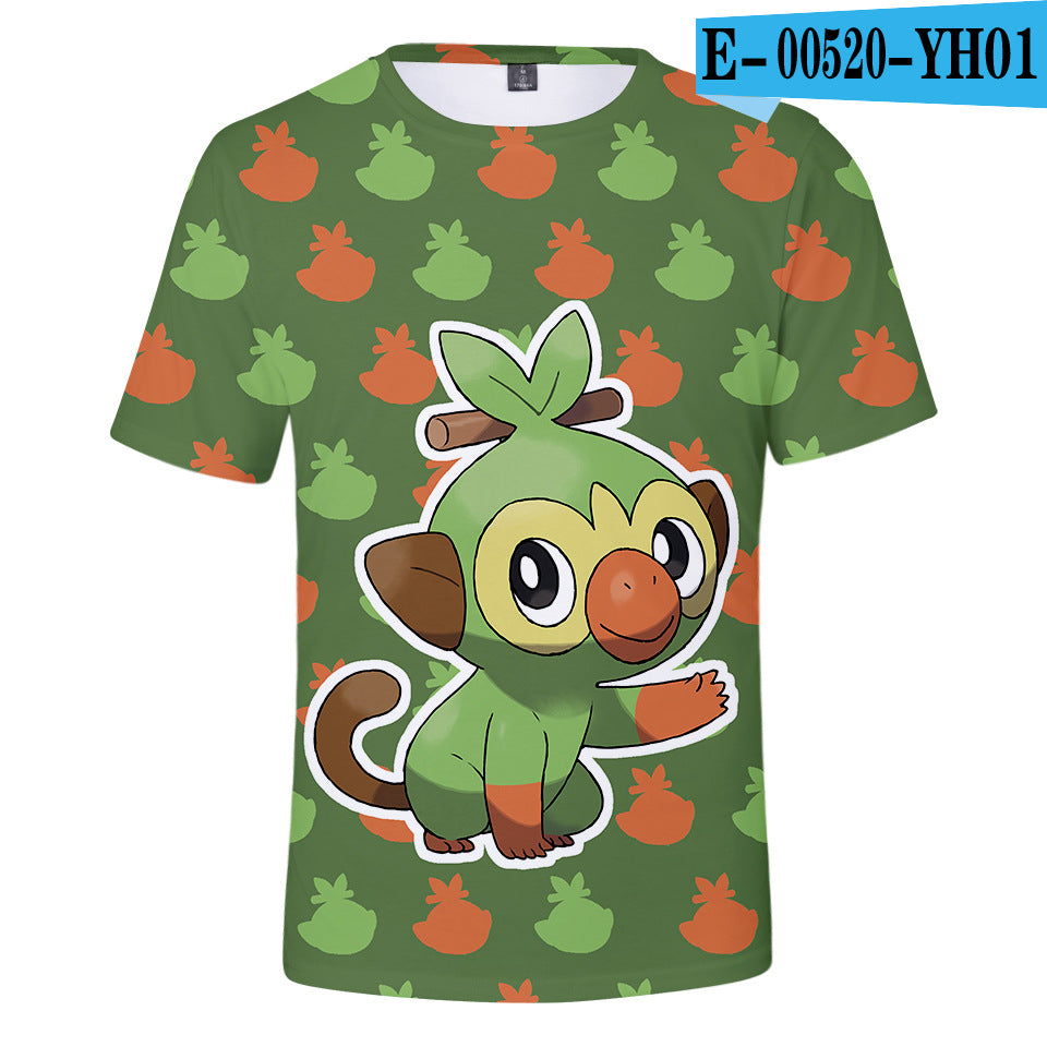 Men and Women Pokemon Pikachu T Shirt Pokemon Sword and Shield3d Digital Short Sleeve T-shirt