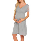 Maternity Clothes Dress Summer Women's Dress Maternity Dress Lace Short Sleeve