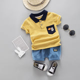 Children Boy Co Ord Summer Striped Short Sleeve T-shirt Shorts 2 Piece Set