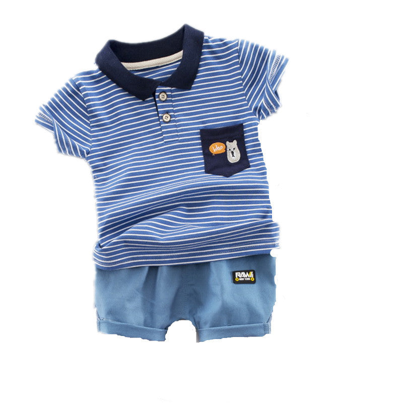 Children Boy Co Ord Summer Striped Short Sleeve T-shirt Shorts 2 Piece Set