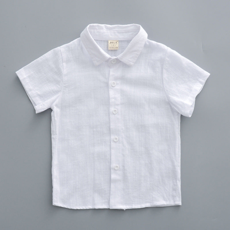Summer Tops Summer Short-Sleeved White Shirt Children's Lapel Shirt