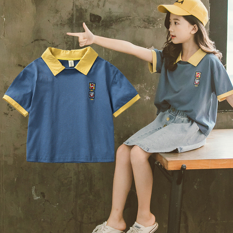 Girls' Clothing Summer Loose Short Sleeves Children's Tops Children Girl's Summer Clothes
