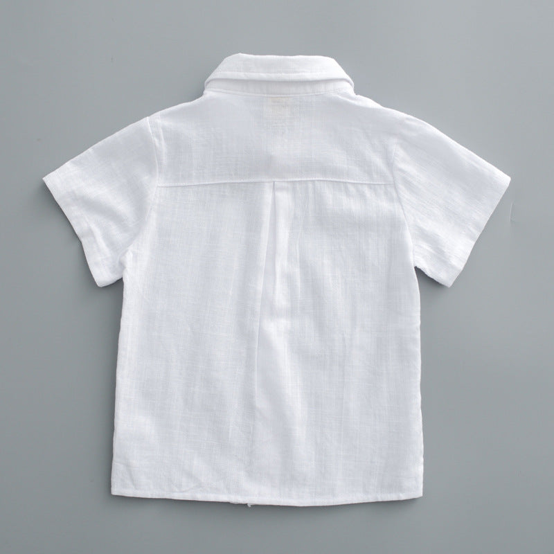 Summer Tops Summer Short-Sleeved White Shirt Children's Lapel Shirt