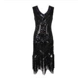 1920S Dress Retro Style Sequin Bead Dress Front and Back V-neck