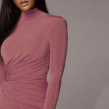 Homecoming Dresses Tight Sexy Skinny Hip Overknee Dress Solid Color Long Sleeve Turtleneck Dress