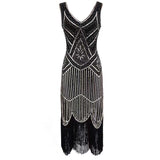 1920S Dress Evening Dress Vintage Style Sequined Tassel Tuxedo Dress