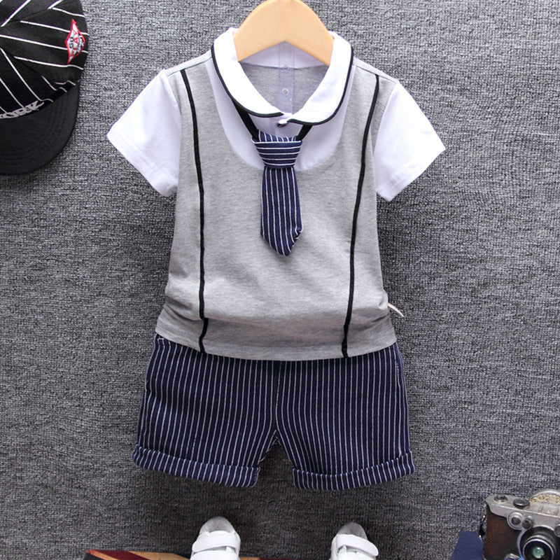 Children Boy Co Ord Children's Short-Sleeved T-shirt Shorts 2 Piece Set