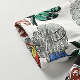 Children Boy Co Ord 2 Piece Set Fashion Short Sleeve Shirt Trousers 2 PCs Set Leaves Flower Beach