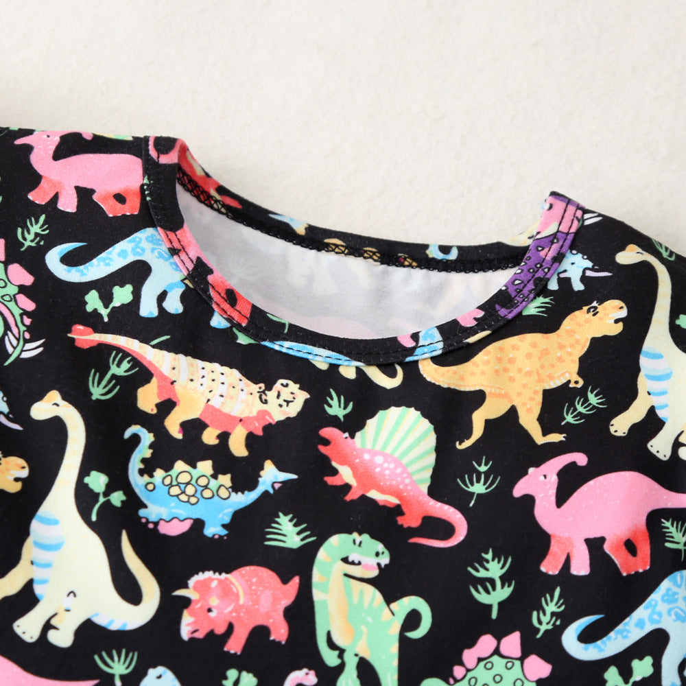 Children Girl Summer Dress Summer Colorful Dinosaur Princess Dress