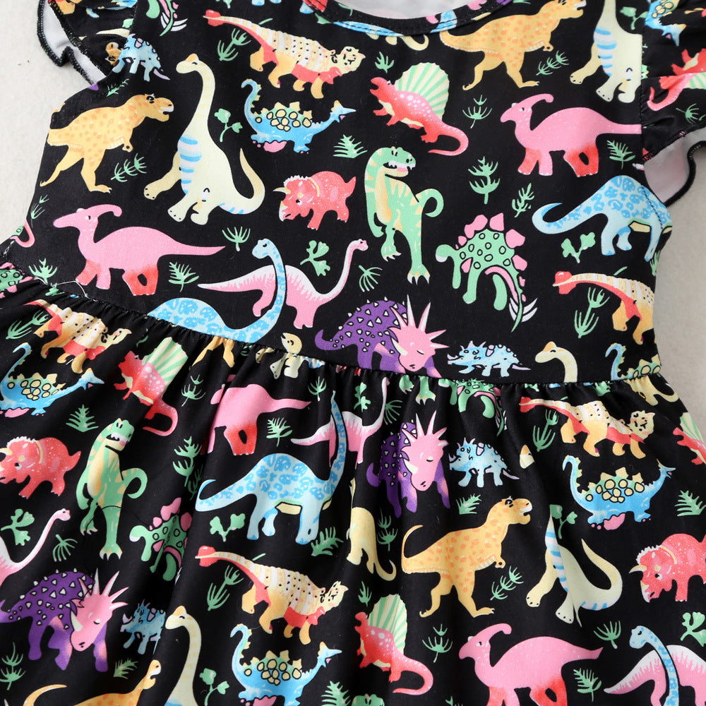 Children Girl Summer Dress Summer Colorful Dinosaur Princess Dress