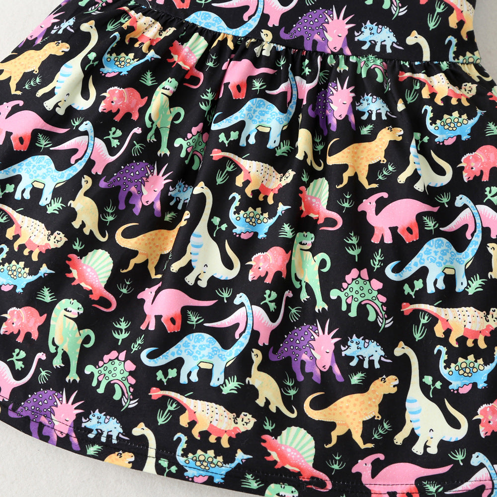 Children Girl Summer Dress Summer Colorful Dinosaur Princess Dress