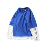 Spring Tops Autumn Long Sleeve Cotton Color-Matching Fake Two Pieces Children's Bottoming Shirt