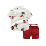 Children Boy Co Ord 2 Piece Set Summer Short-Sleeve Shirt for Boys Printing Suit