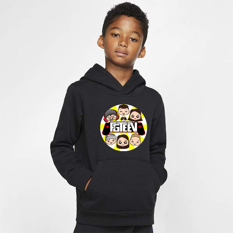 Fgteev GRANNY'S House Gurkey Fgteev Printed Children's Hoodie Fleece Sweater Casual Sportswear