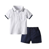 Children Boy Co Ord 2 Piece Set Summer Fashion Polo Shirt T-shirt Casual Shorts