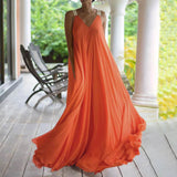 Burnt Orange Dress Summer Leopard Print V-neck Bohemian Chiffon Suspender Dress