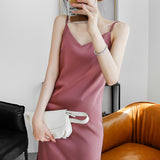 Mauve Dress Versatile Slimming Elegant V-neck Color-Block Dress