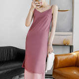 Mauve Dress Versatile Slimming Elegant V-neck Color-Block Dress