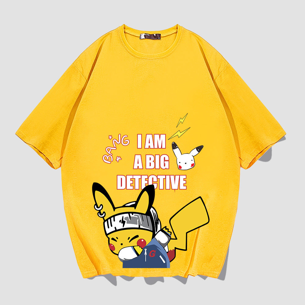 Men and Women Pokemon Pikachu T Shirt Y Pikachu Short Sleeve T-shirt