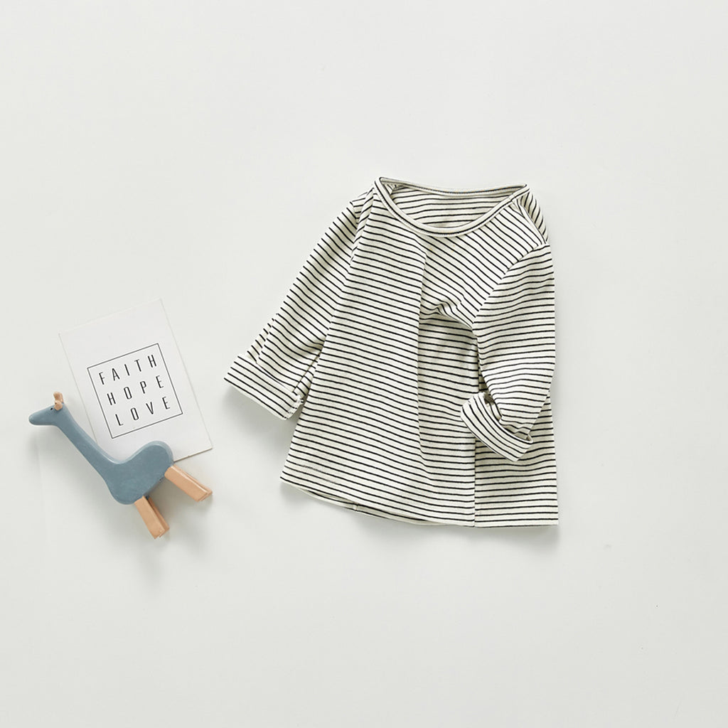 Autumn Tops Autumn T-shirt Top Black and White Striped Bottoming Shirt