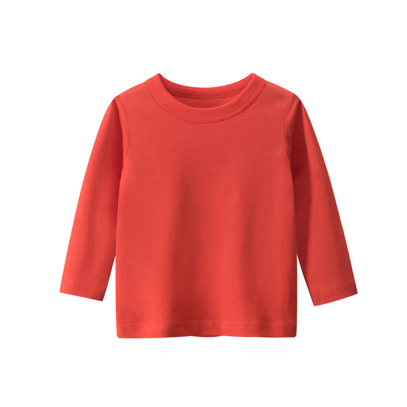 Spring Tops Spring Long Sleeve T-shirt Solid Color Children's Clothes