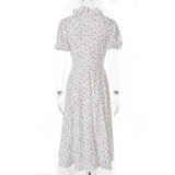 Floral Print V-neck Short Sleeve Flounce Irregular Slim-Fit cottagecore aesthetic dress