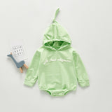 Autumn Rompers Solid Color Baby Long-Sleeved Jumpsuit Baby Girl Hooded Romper