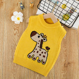 Boys Sweater Vest Baby Wool Pullover Cute Giraffe Jacquard Knitted Vest