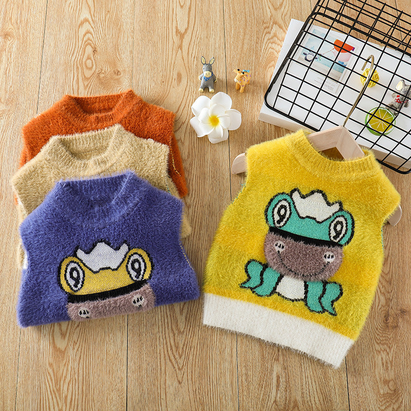 Boys Sweater Vest Kids' Sweater Autumn and Winter Cartoon Vest Baby