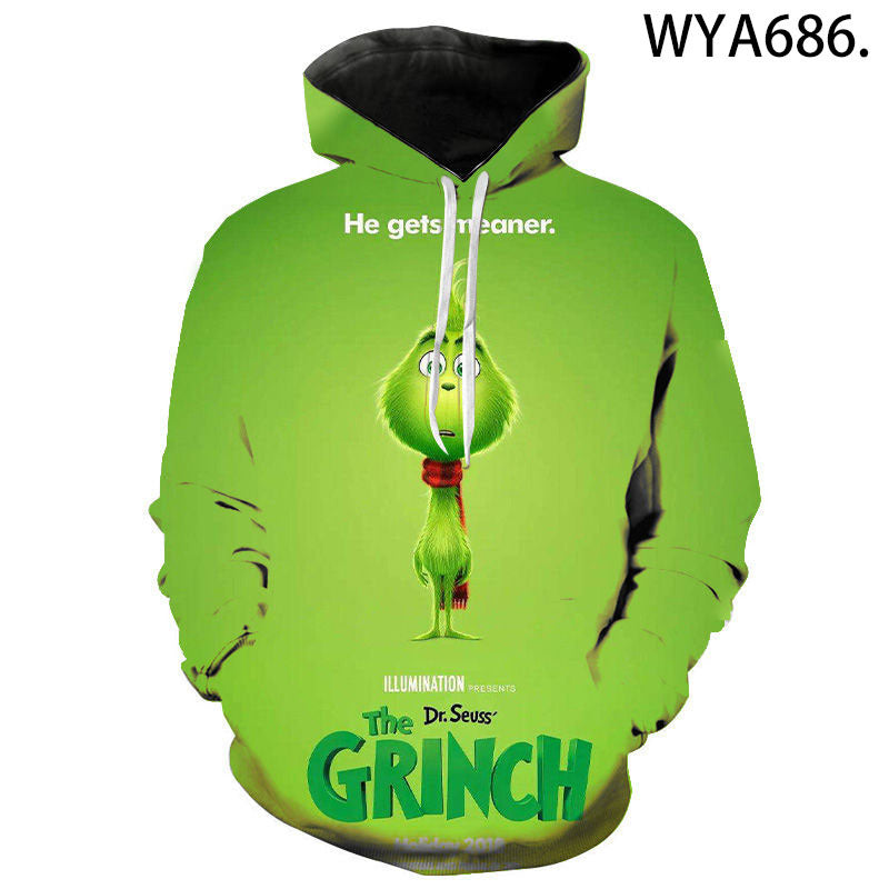 Grinch Hoodie 3d Printing Fall Pullover Hoodie