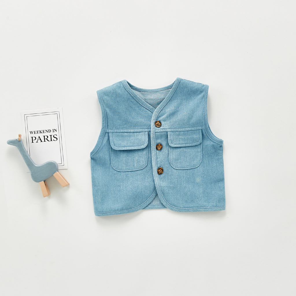 Autumn Tops Denim Vest Coat Children's Vest Loose Top