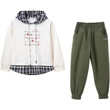 Sweater Green Overalls Two-Piece Set Autumn Exercise Suit Children GIRL'S Pants