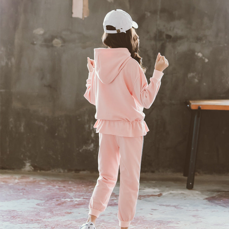 Suit Hooded Sweater Autumn Two-Piece Suit Loose Children Girl's Pants