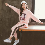 Suit Hooded Sweater Autumn Two-Piece Suit Loose Children Girl's Pants