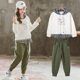 Sweater Green Overalls Two-Piece Set Autumn Exercise Suit Children GIRL'S Pants