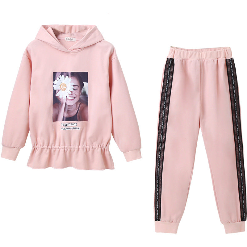 Suit Hooded Sweater Autumn Two-Piece Suit Loose Children Girl's Pants