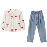 Children's Spring Autumn Blouse Jeans Set Children Girl's Pants
