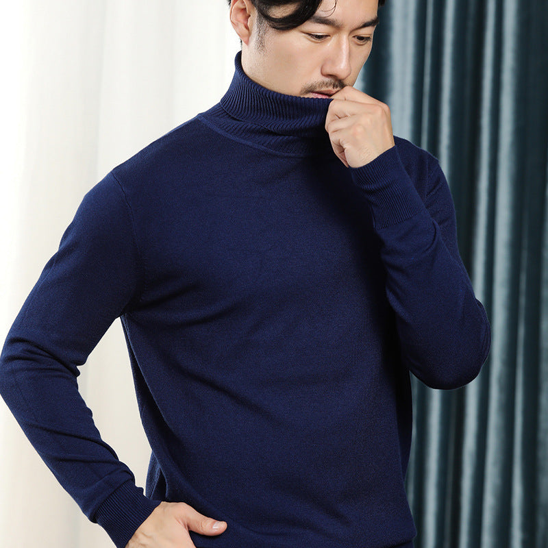 The Rock Turtleneck Solid Color Sweater Men's Knitwear Autumn and Winter Undershirt