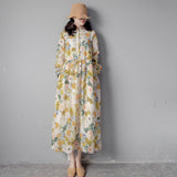 Retro Long Dress Printed Dress Loose Lapel Large Swing cottagecore aesthetic dresses