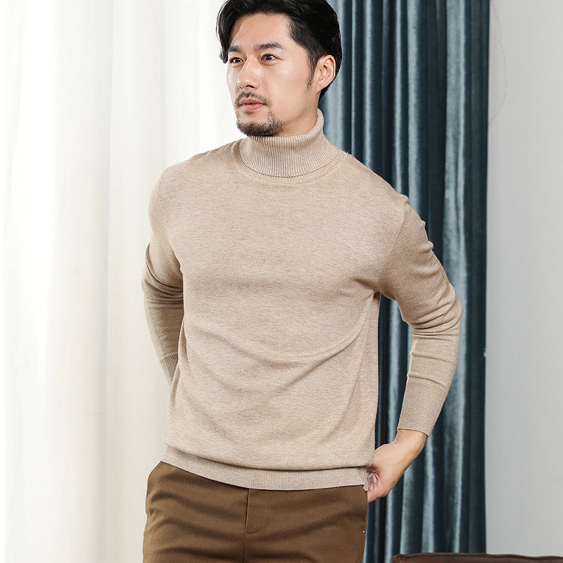 The Rock Turtleneck Solid Color Sweater Men's Knitwear Autumn and Winter Undershirt