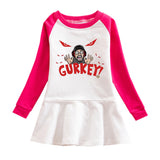 Fgteev Cartoon Contrast Color Pleated Dress for Women