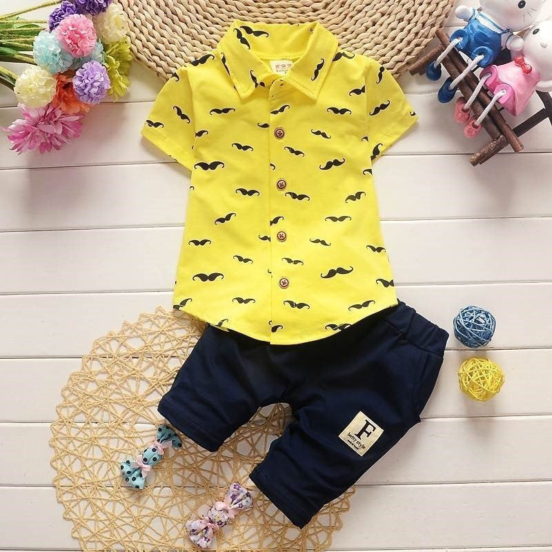 Children Boy Co Ord Summer Single-Breasted Short Sleeve 2 Piece Set