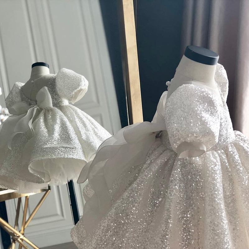 Baby Girl Christening Dress Baptism Dresses Girl Baptism Dress Children White Sequined Baby Dress