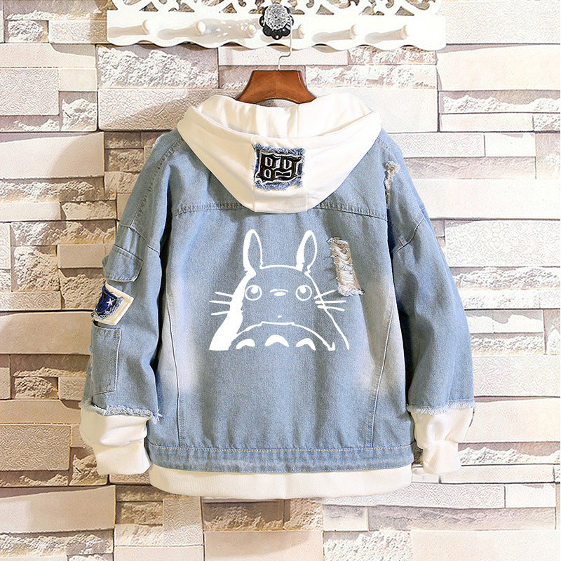 Comic Denim Jacket Spring and Autumn Men's and Women's Casual Loose Denim Jacket